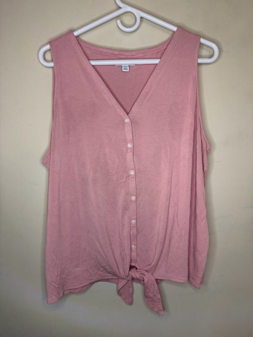 Nine West Pink Tie-Front Sleeveless Top – Size XXL